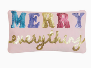 Pink Velvet Merry Everything Sequin Pillow