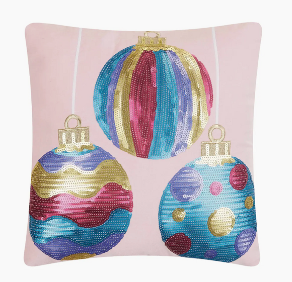 Pink Velvet Ornament Sequin Embroidered Pillow