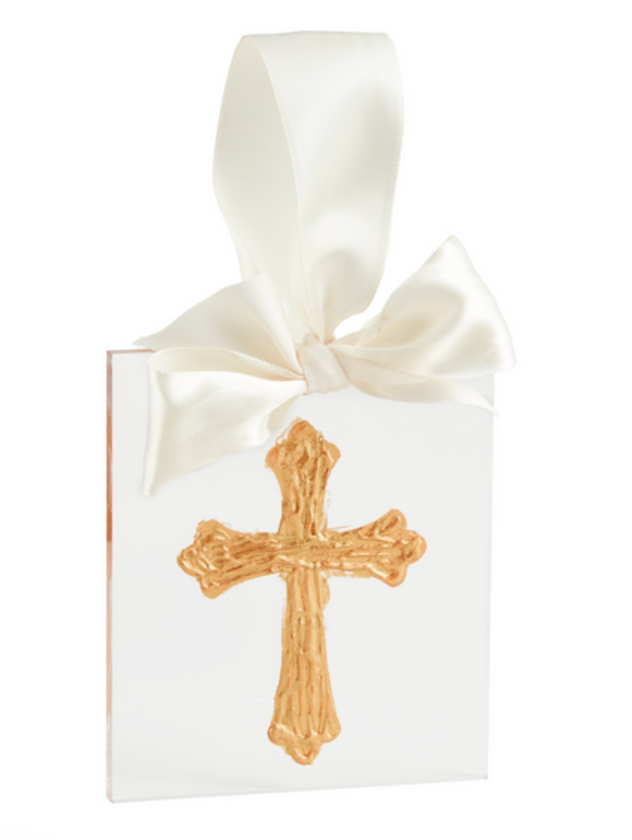 Cross Gold Acrylic Ornament