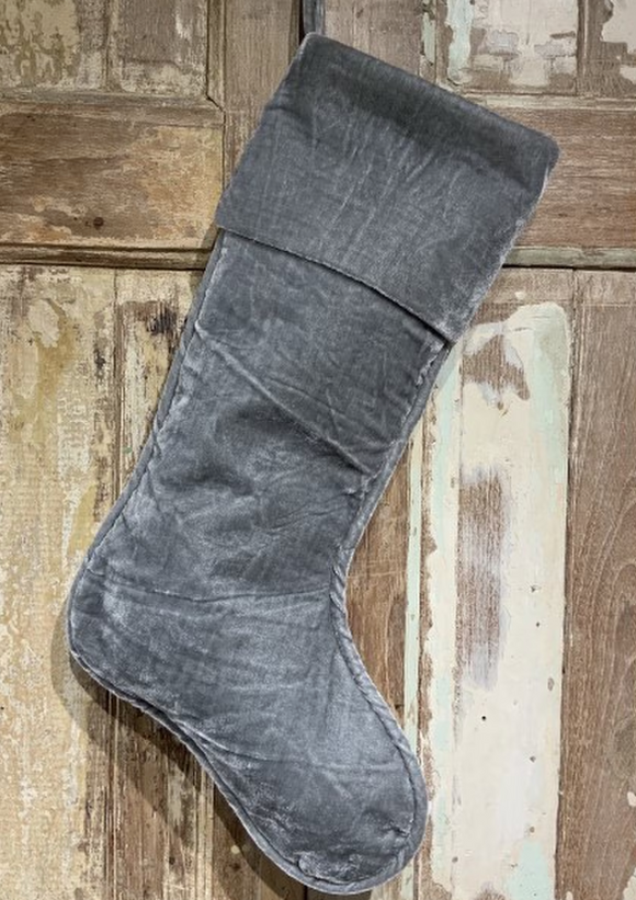 Velvet Christmas Stocking - Dove Grey