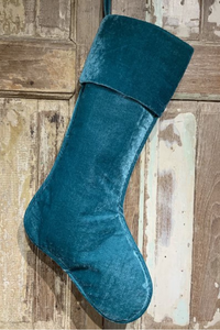 Velvet Christmas Stocking - Aqua