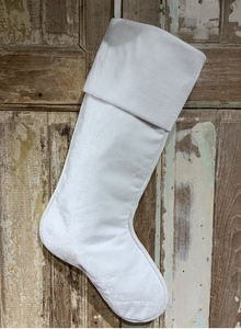 Velvet Christmas Stocking - White