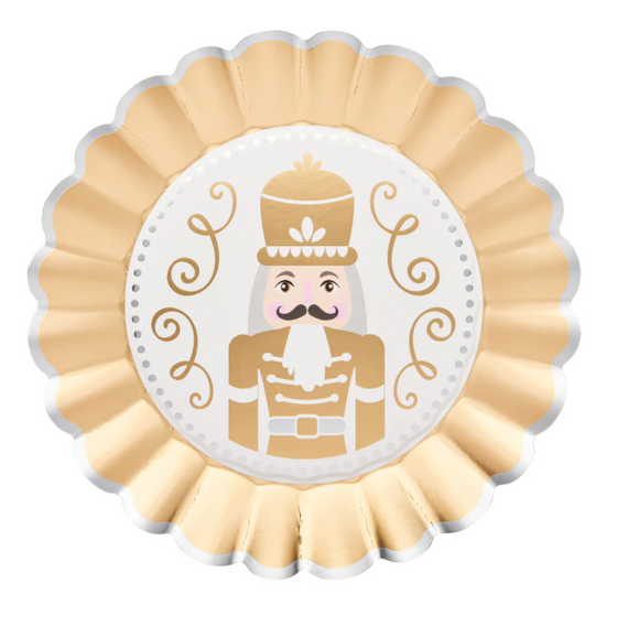 Scalloped Dinner Plates - Gilded Nutcracker