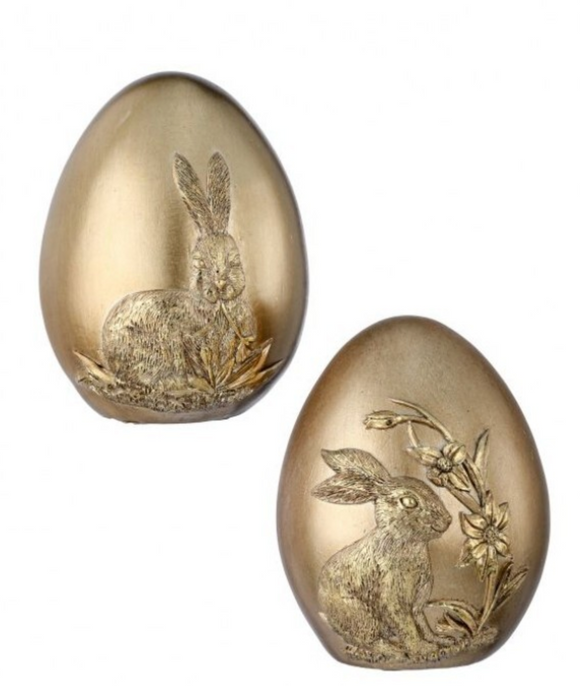 Resin Golden Egg w/ Bunny Embossed