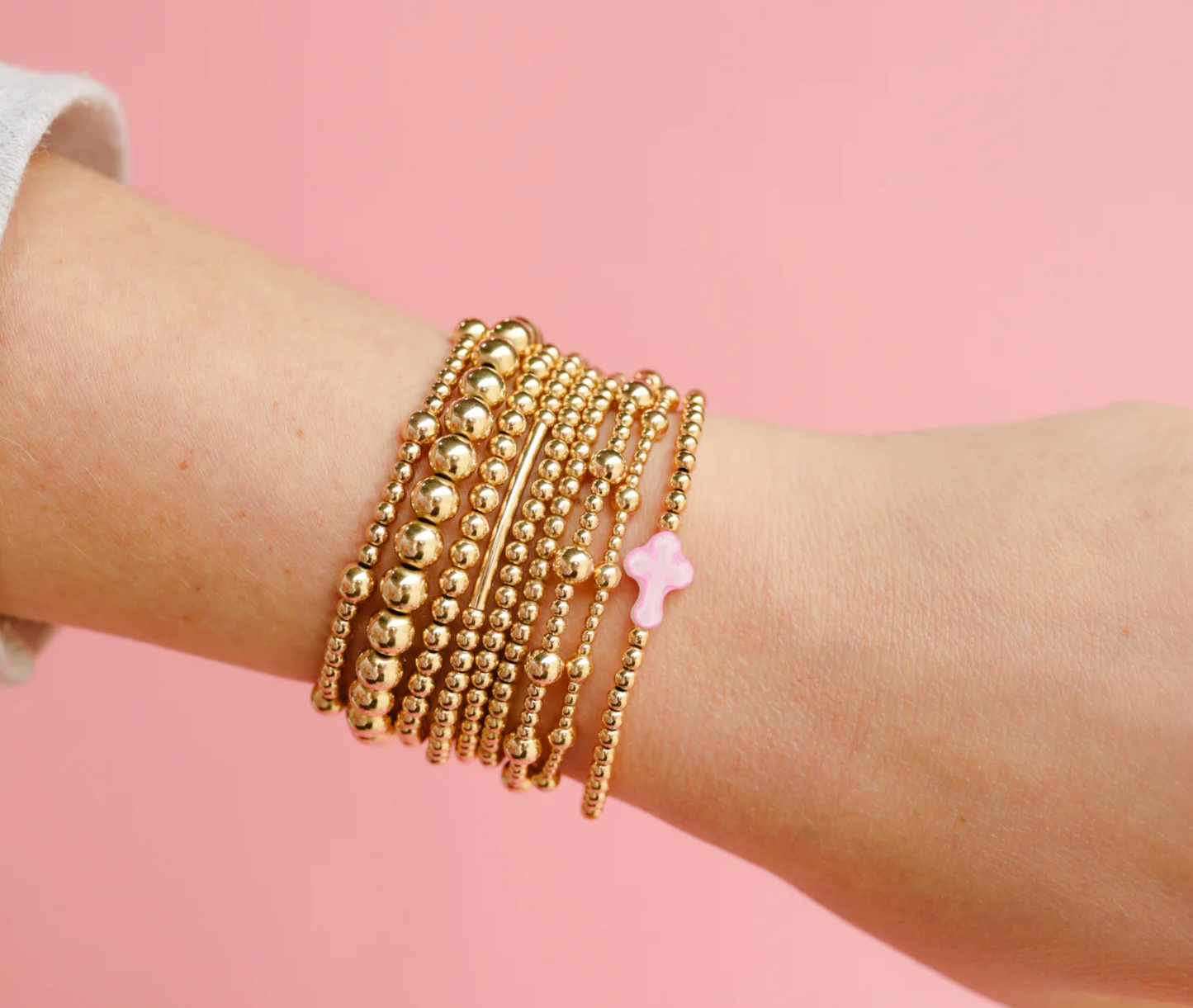 6MM Gold Beaded Bracelet