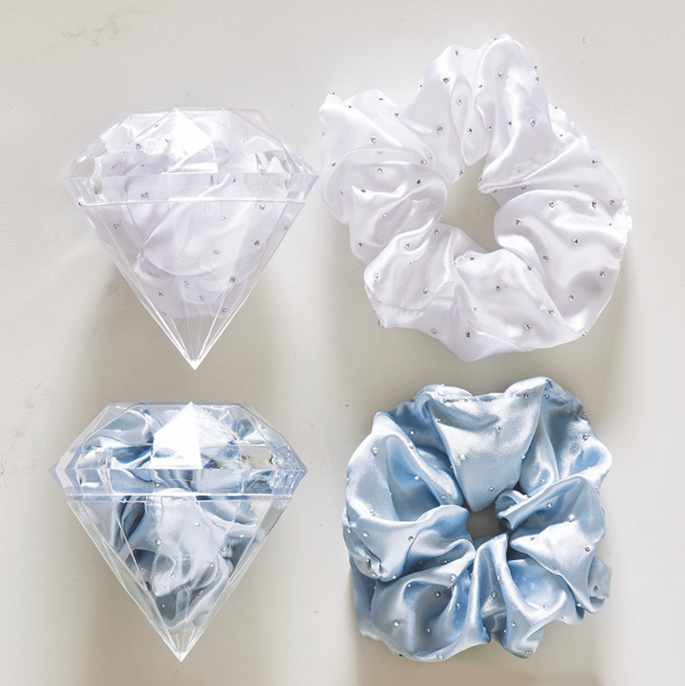 Blue Rhinestone Scrunchie