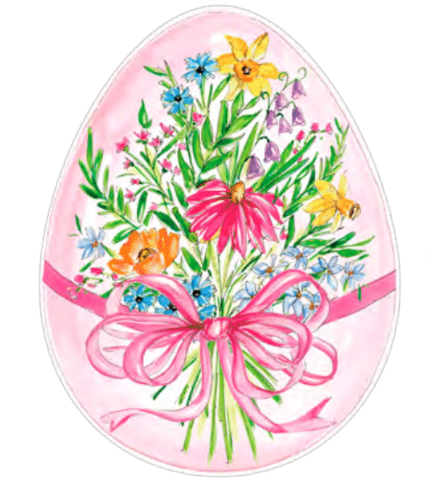 Spring Flowers w/ Pink Bow on Egg Shape Placemats