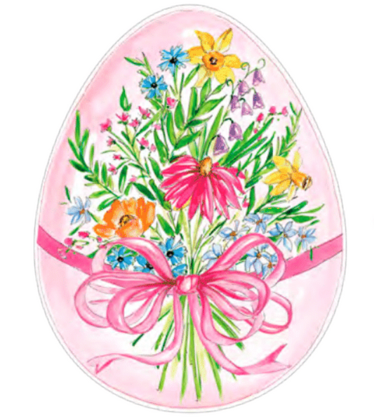 Spring Flowers w/ Pink Bow on Egg Shape Placemats