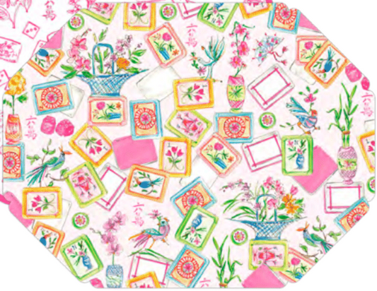 Mahjong Tiles w/ Floral Baskets & Birds Placemats