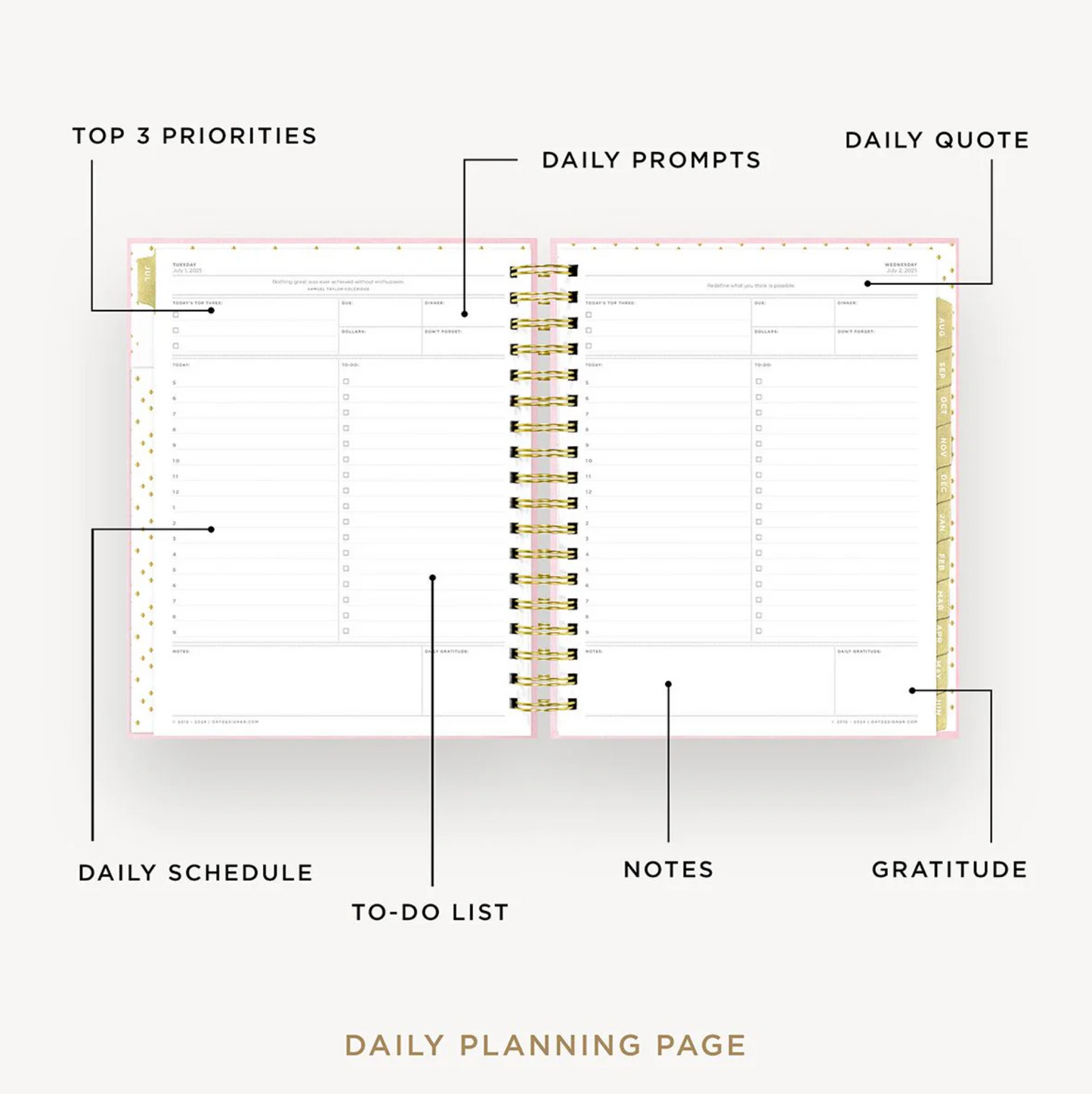 Day Designer Planner - Peony Coated Bookcloth