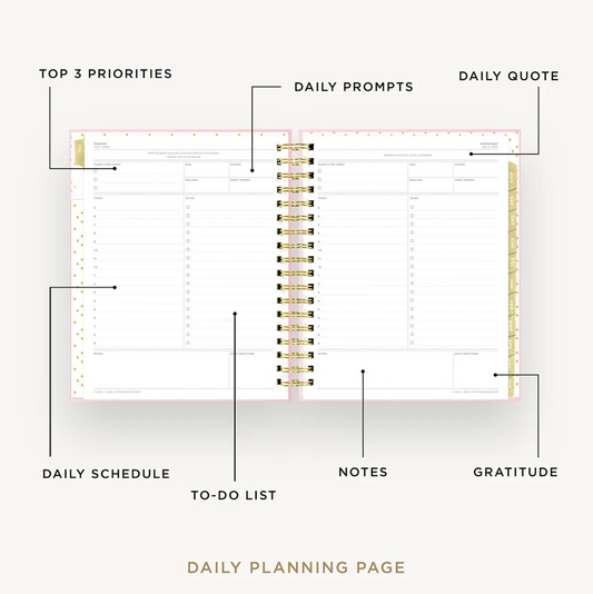 Day Designer Planner - Peony Coated Bookcloth
