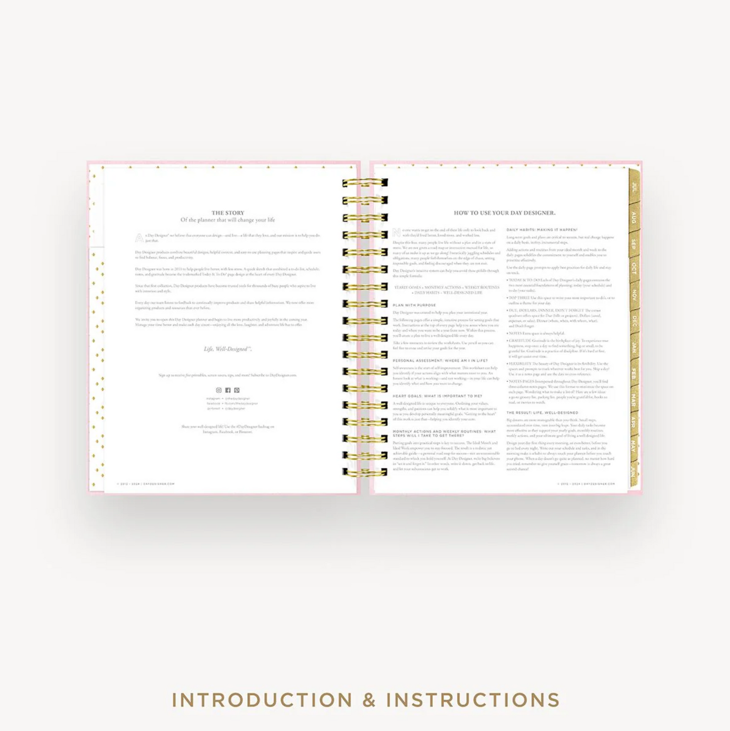 Day Designer Planner - Peony Coated Bookcloth