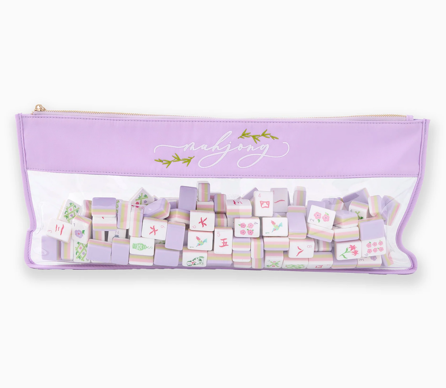 Lilac Script Mahjong Bag