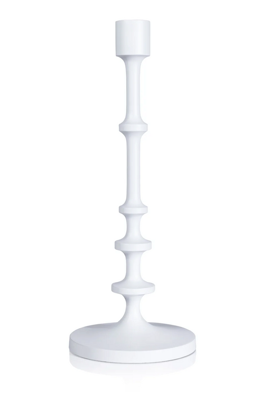 Lilou Matt White Metal Taper Holder - Medium