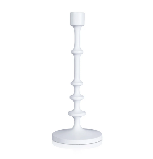 Lilou Matt White Metal Taper Holder - Small
