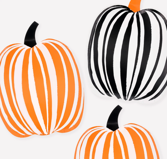 Stripe Pumpkin Diecut Plates