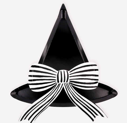 Black Witch Hat Diecut Plates w/ Bow