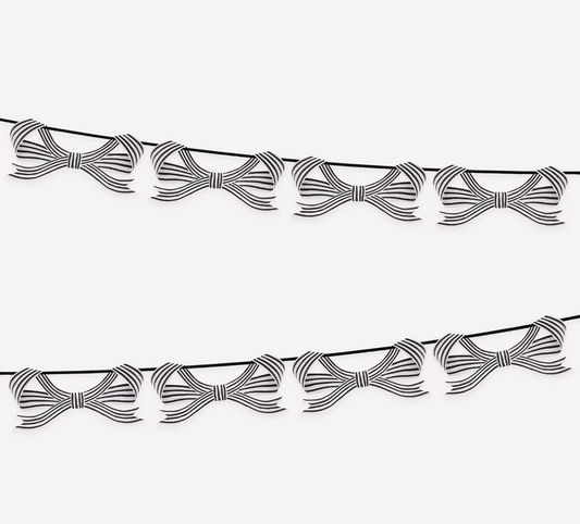 Black & White Stripy Bow Garland