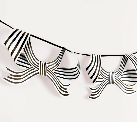 Black & White Stripy Bow Garland