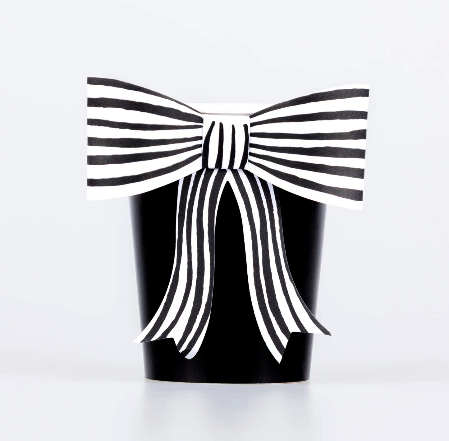 Black & White Stripy Bow Cups