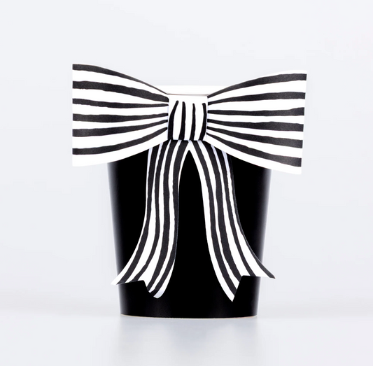 Black & White Stripy Bow Cups