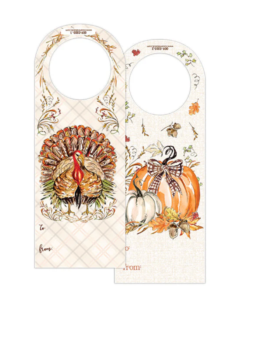 Festive Turkey And Gourd Wine Tag