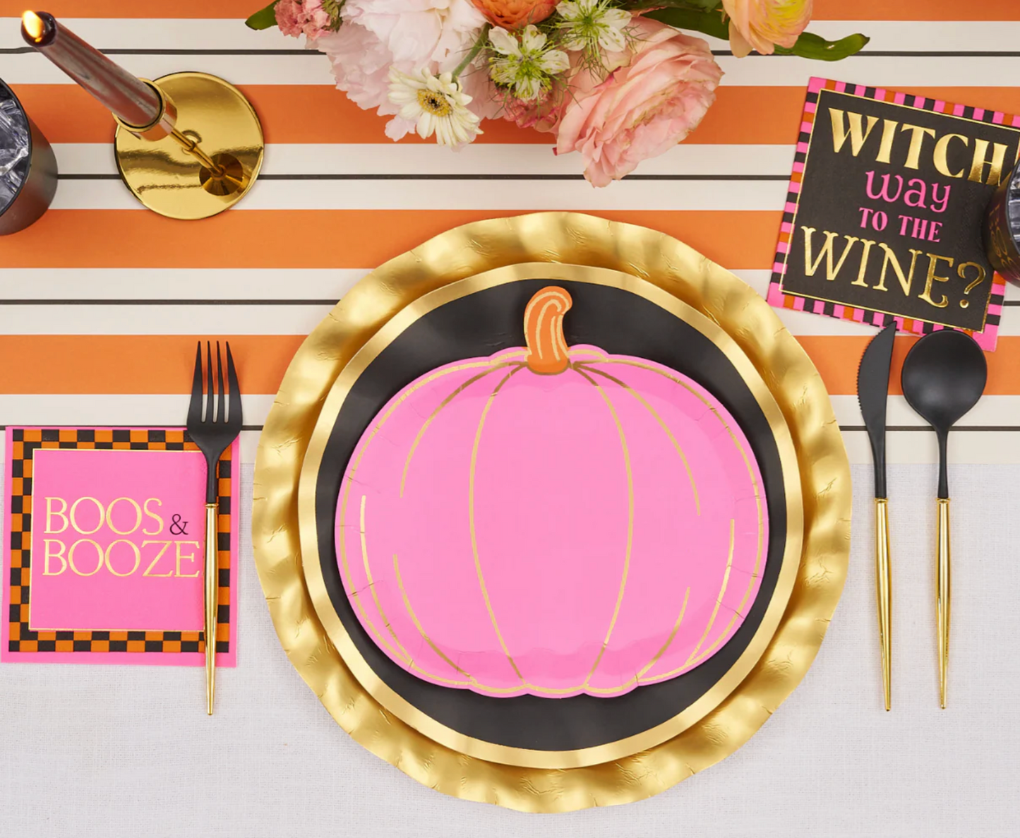 Boo Bold Diecut Pumpkin Plates