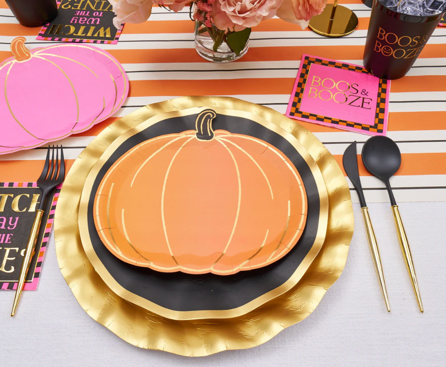 Boo Bold Diecut Pumpkin Plates