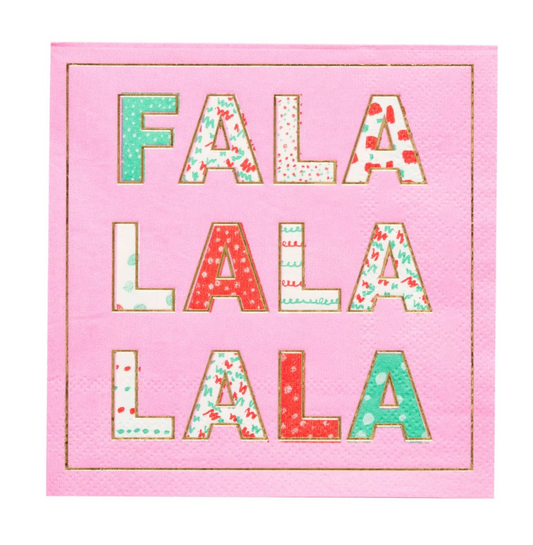 Pink Falalalala Beverage Napkins