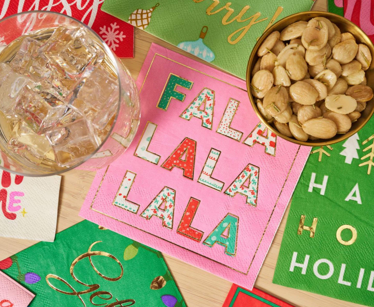 Pink Falalalala Beverage Napkins