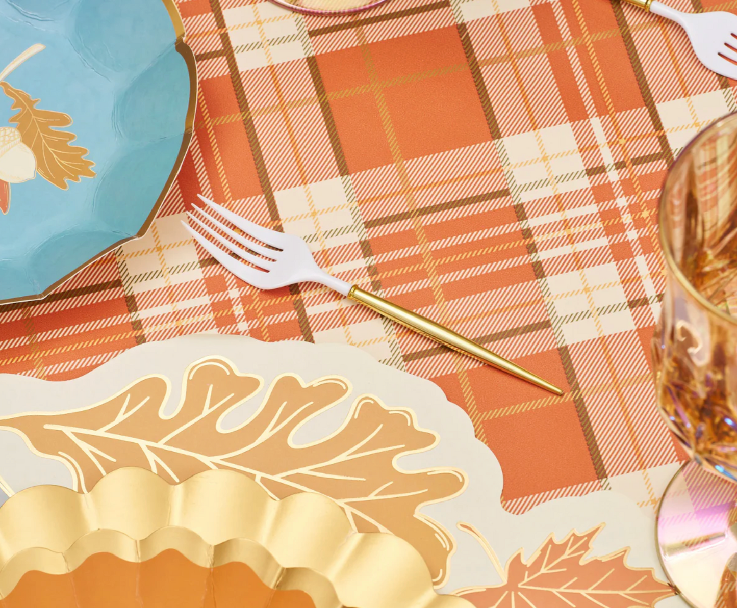White Cocktail Forks w/ Gold Handle