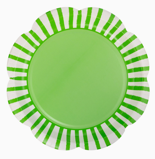 Green Striped Scallops Plate