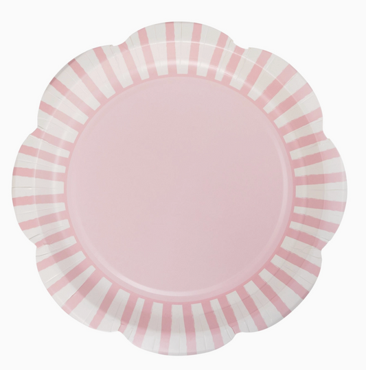Pink Striped Scallops Plate