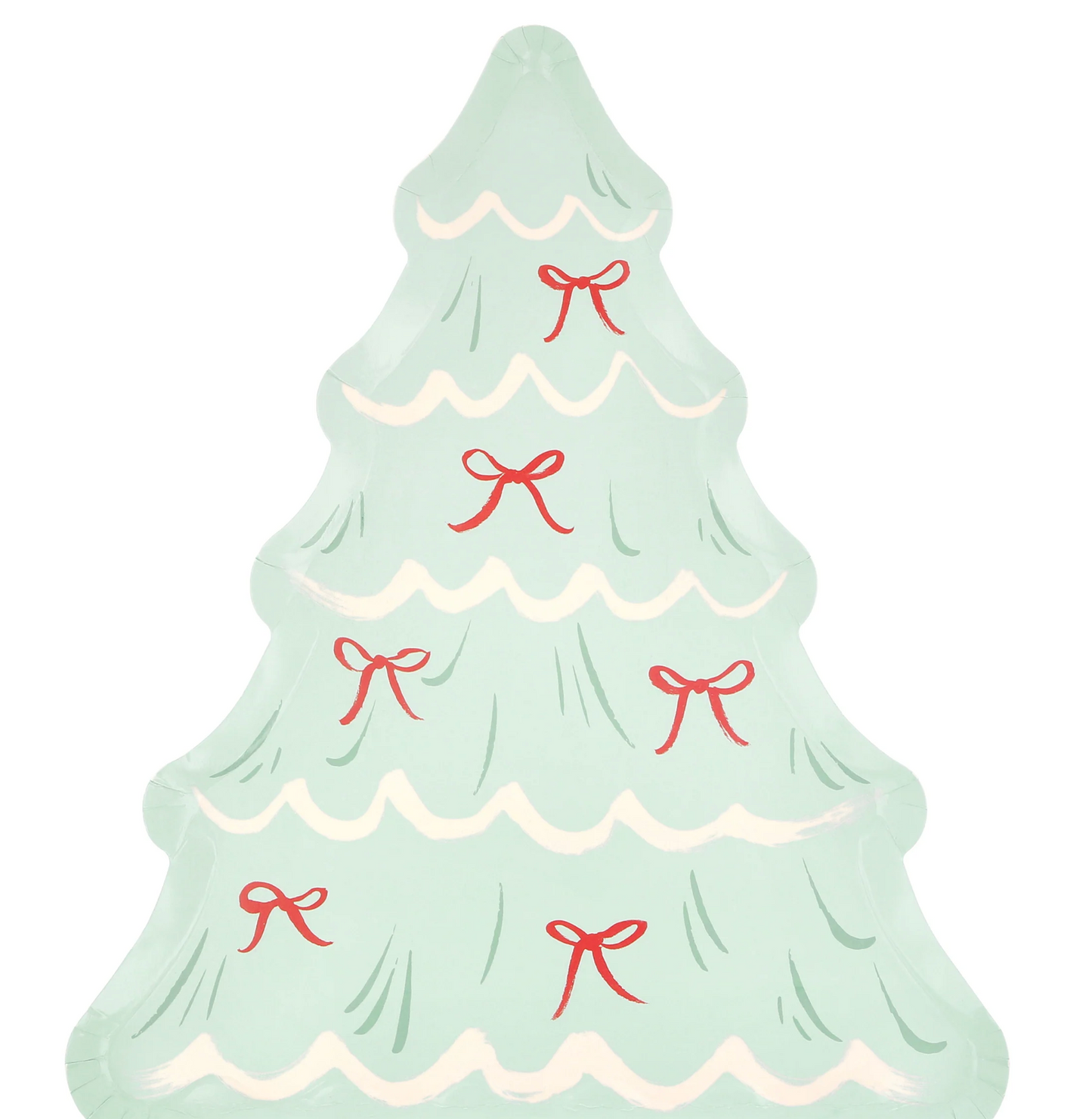 Christmas Tree w/ Bows Diecut Plates