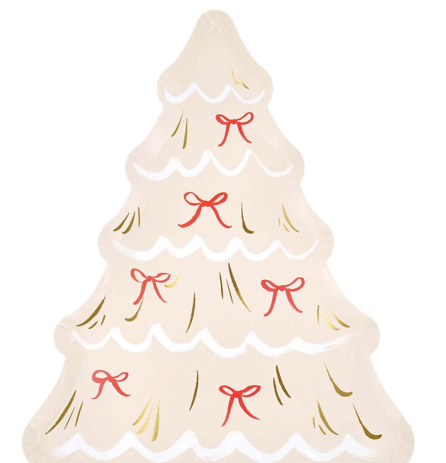 Christmas Tree w/ Bows Diecut Plates