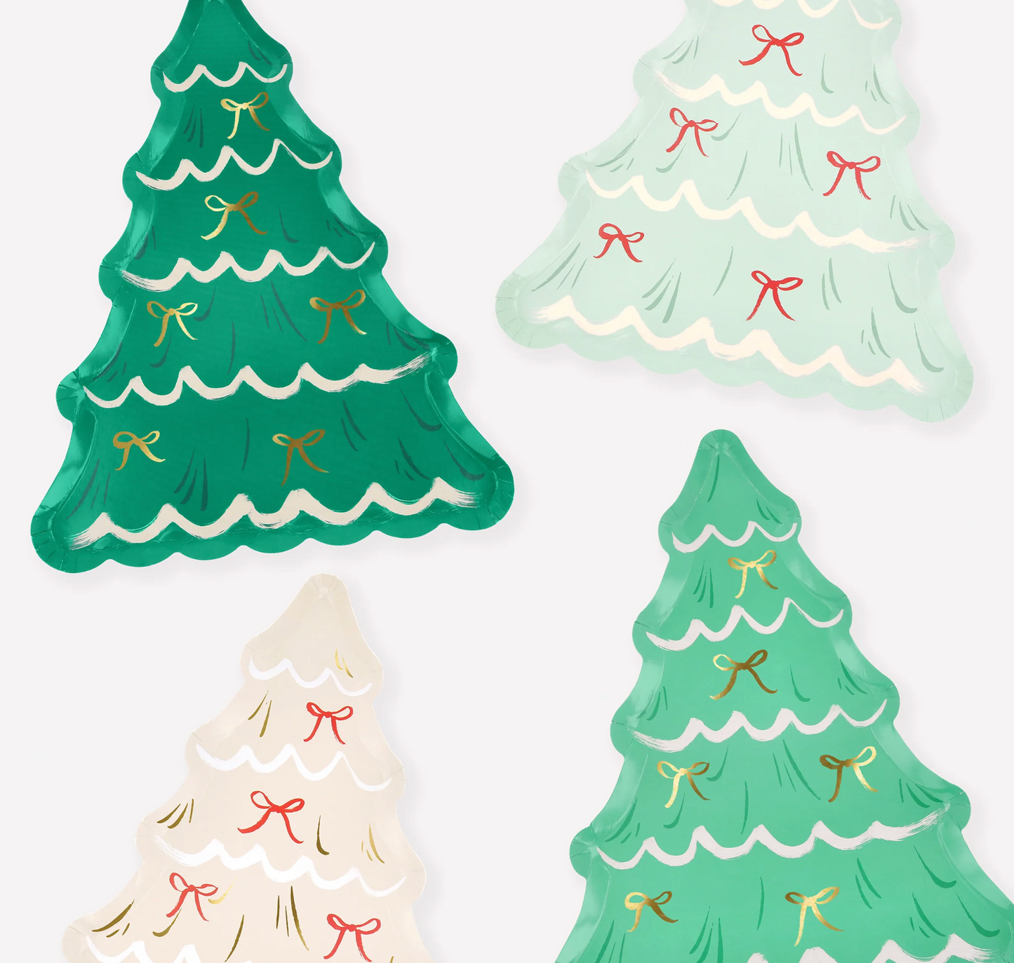 Christmas Tree w/ Bows Diecut Plates