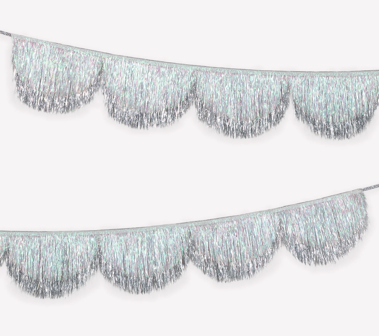 Silver Iridescent Tinsel Scalloped Garland
