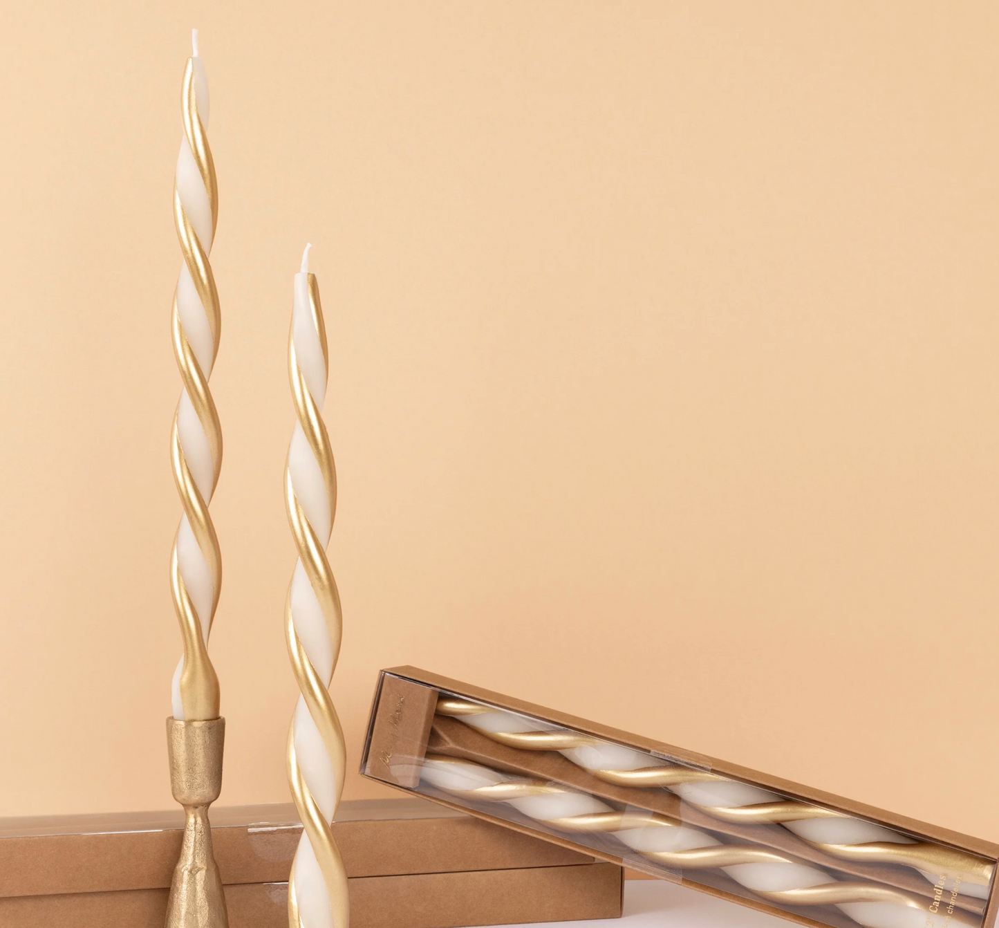 Gold Stripe Twist Candles