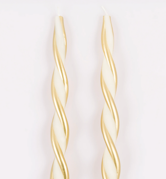 Gold Stripe Twist Candles