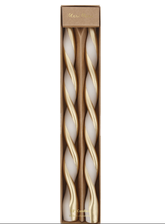 Gold Stripe Twist Candles