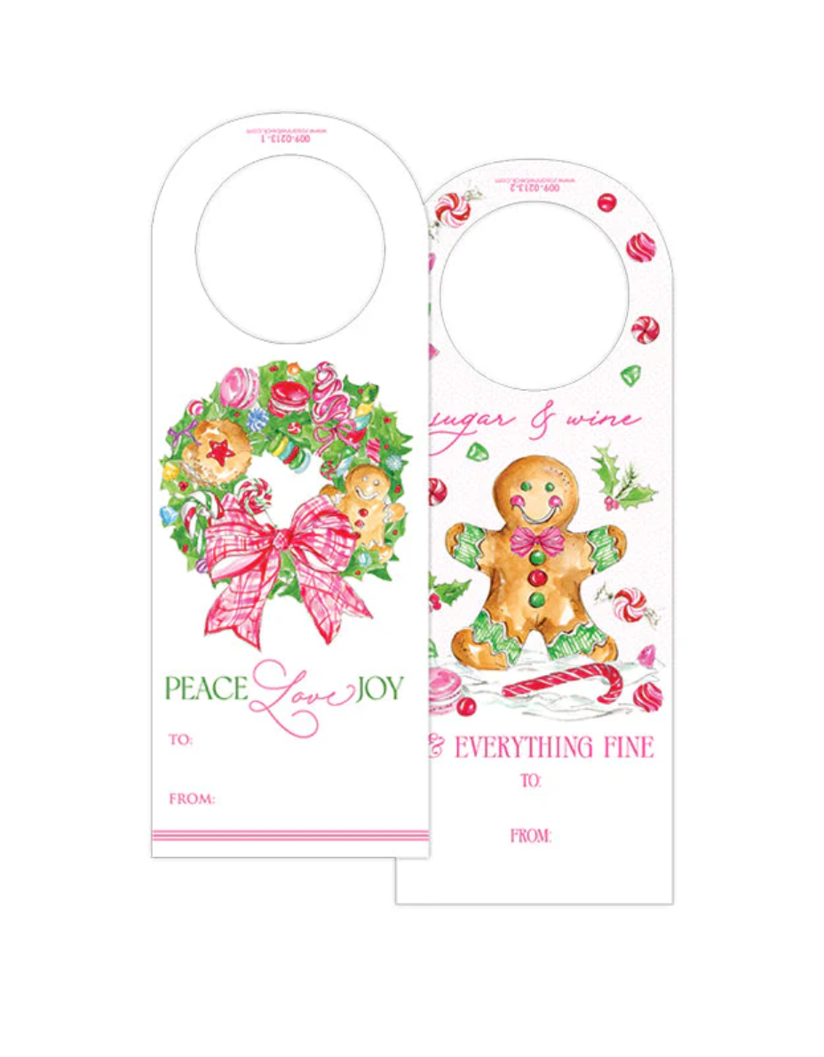 Pink Gingerbread Man with Candy Wine Tag