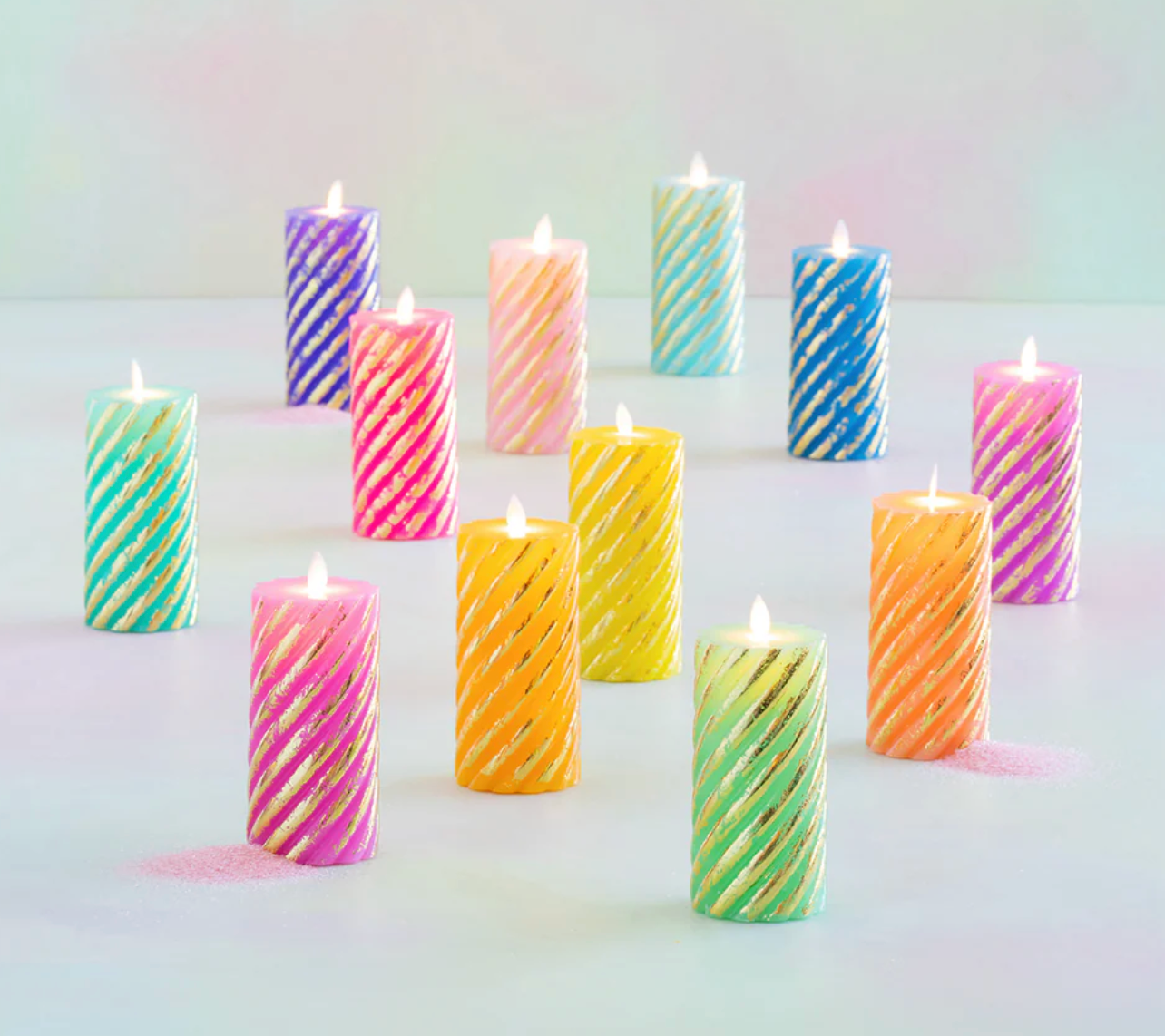 Rainbow Pillar Flame Candle