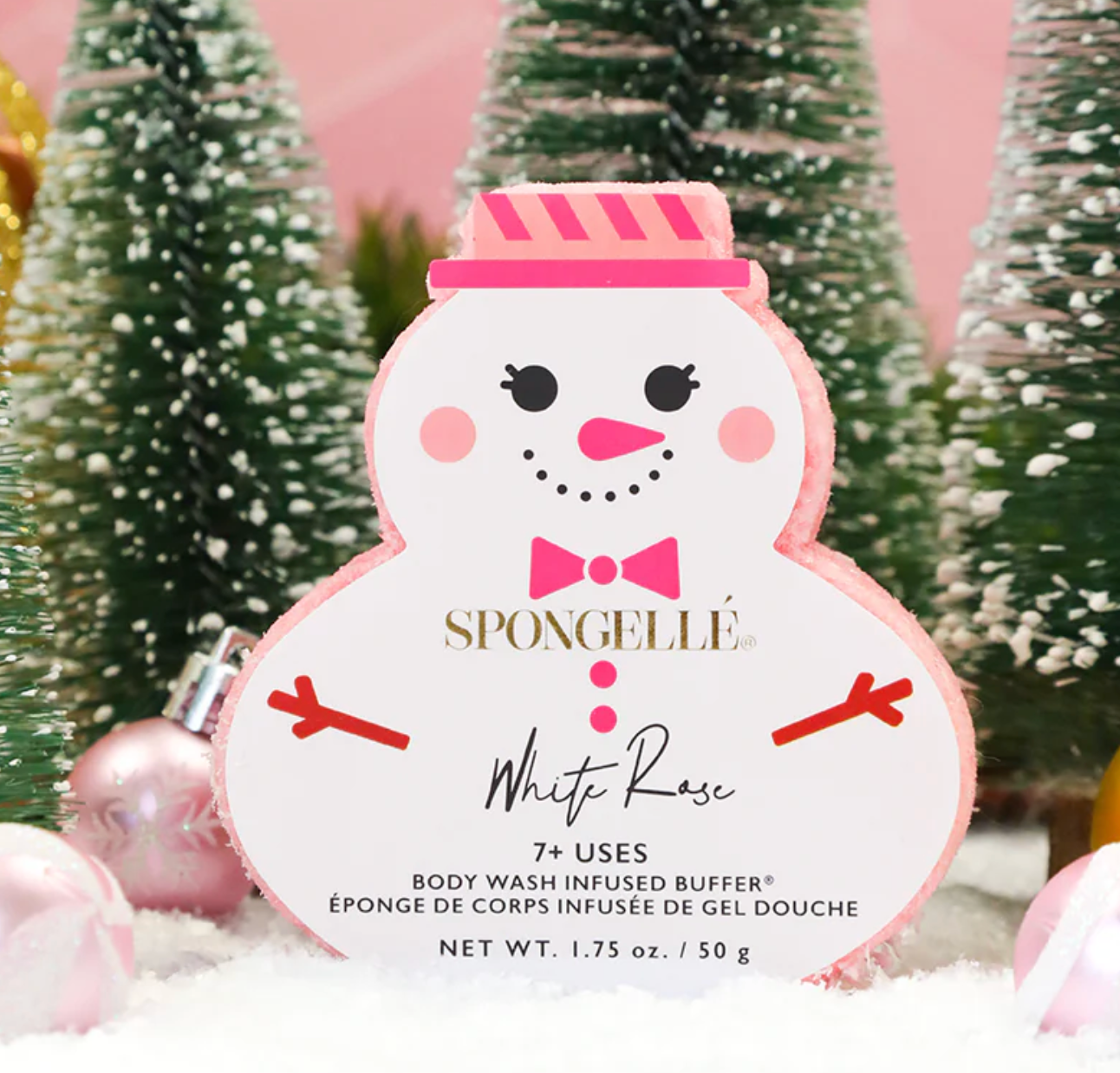 Holiday Snowman Body Wash Infused Buffer - White Rose