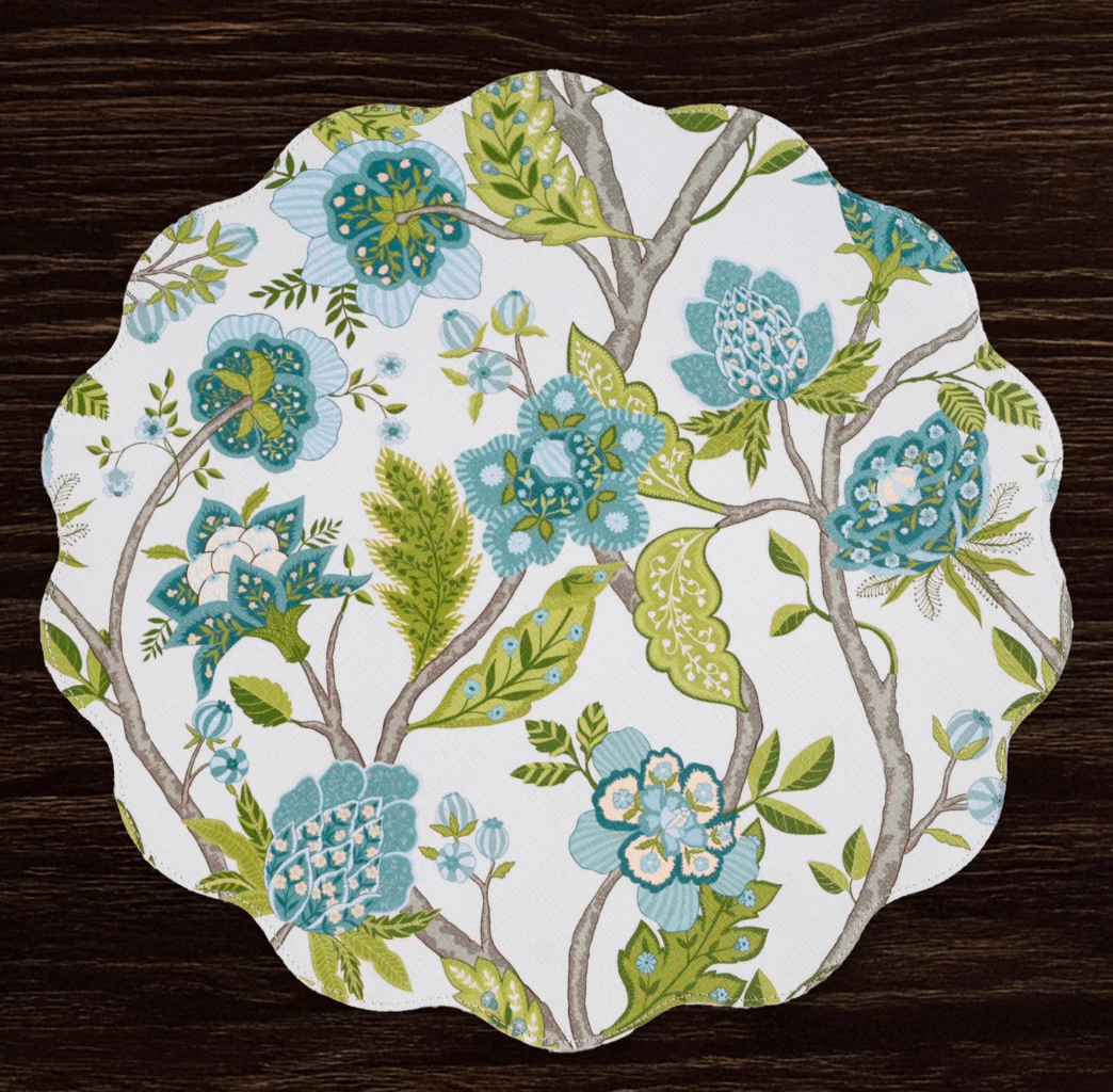 Teal & Green Blooms & Branches Placemats - Set of 4
