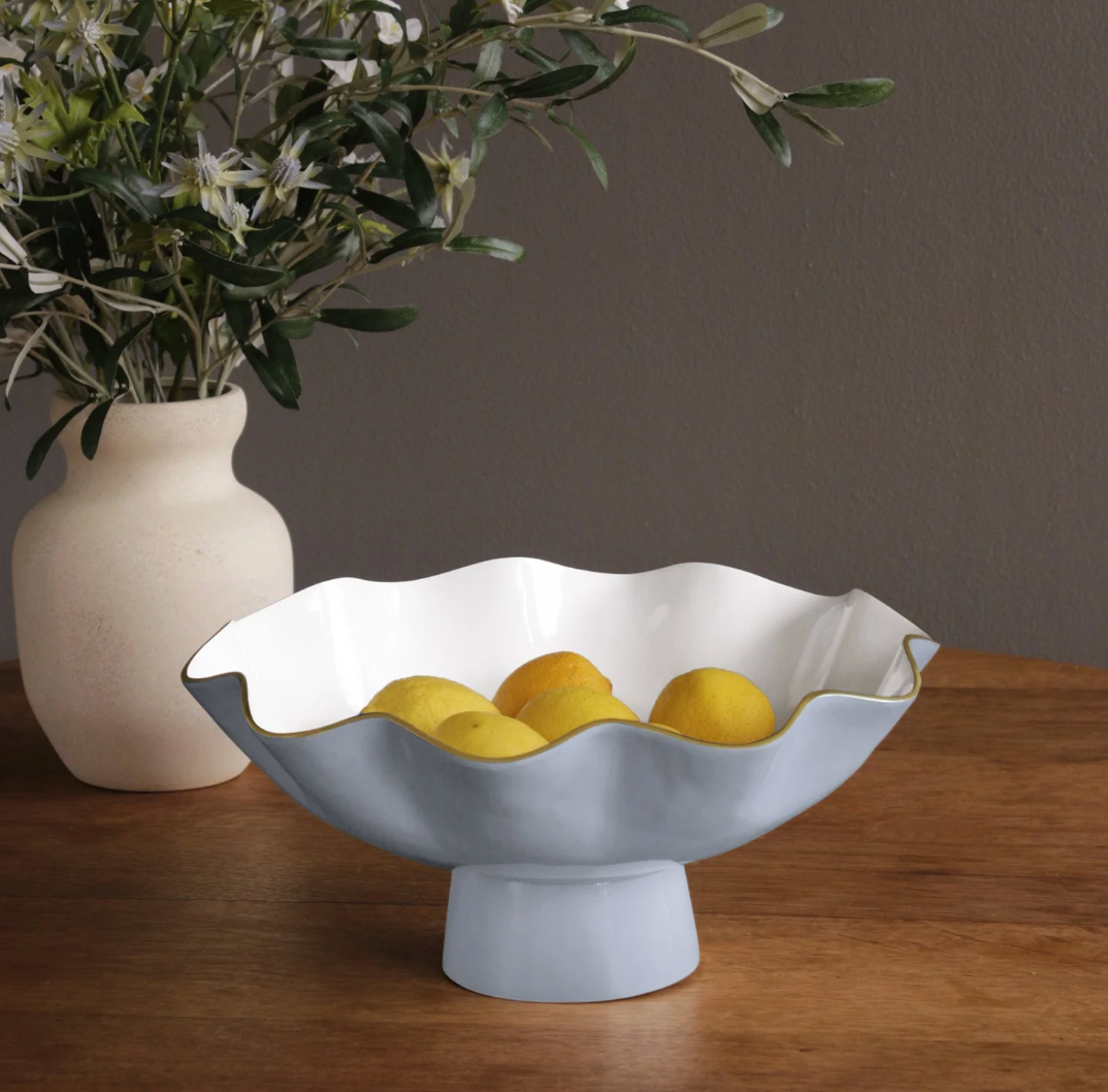 Carola Large Pedestal - Periwinkle & White