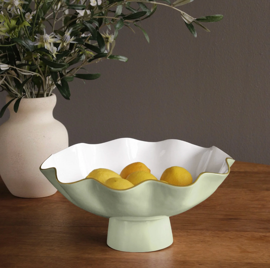 Carola Large Pedestal - Pistachio & White