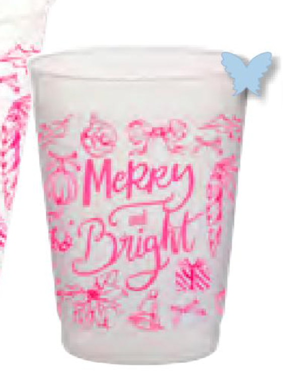 Merry & Bright Pink Toile Shatterproof Cups