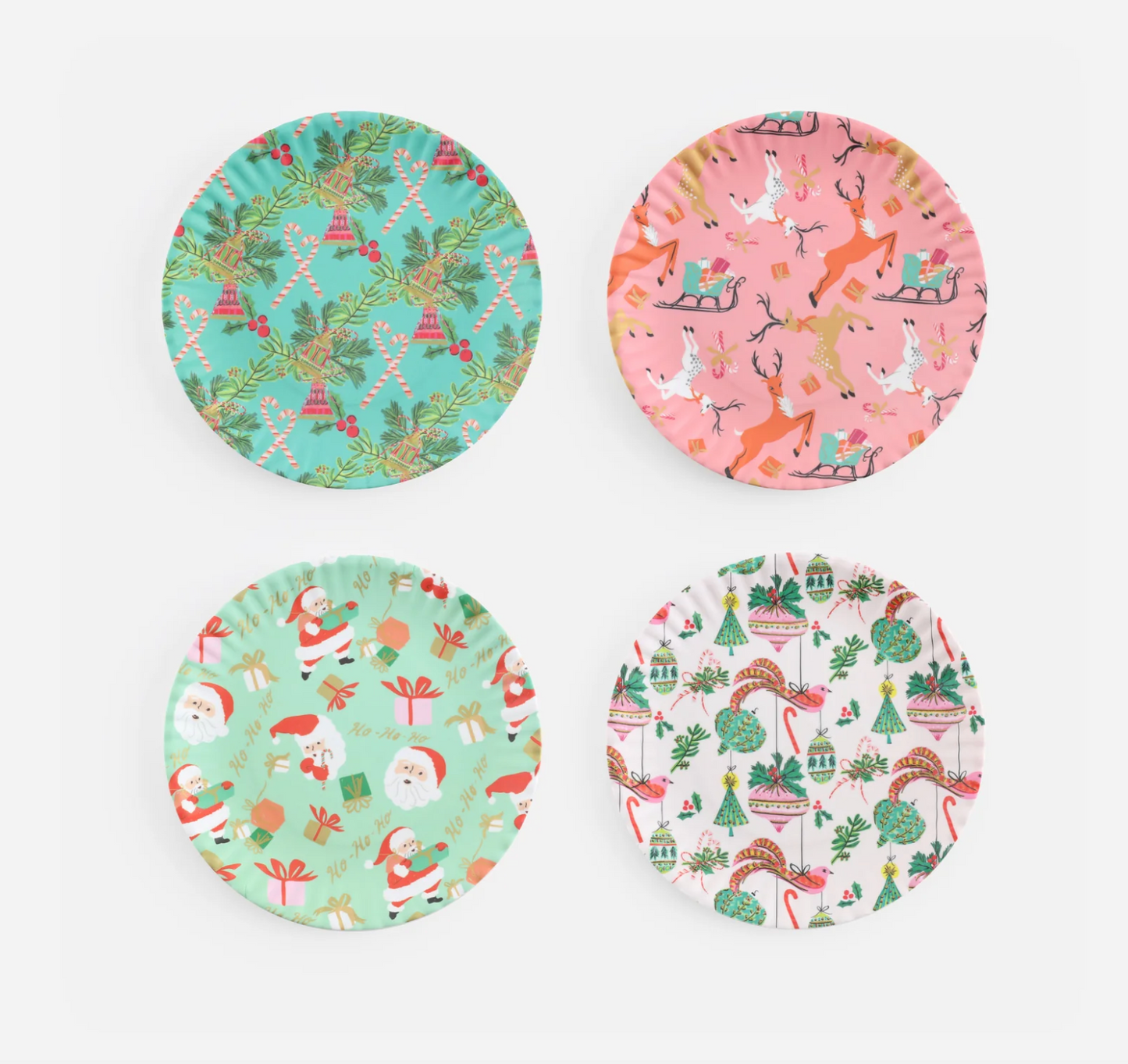 Vintage Christmas Pattern Melamine Plates