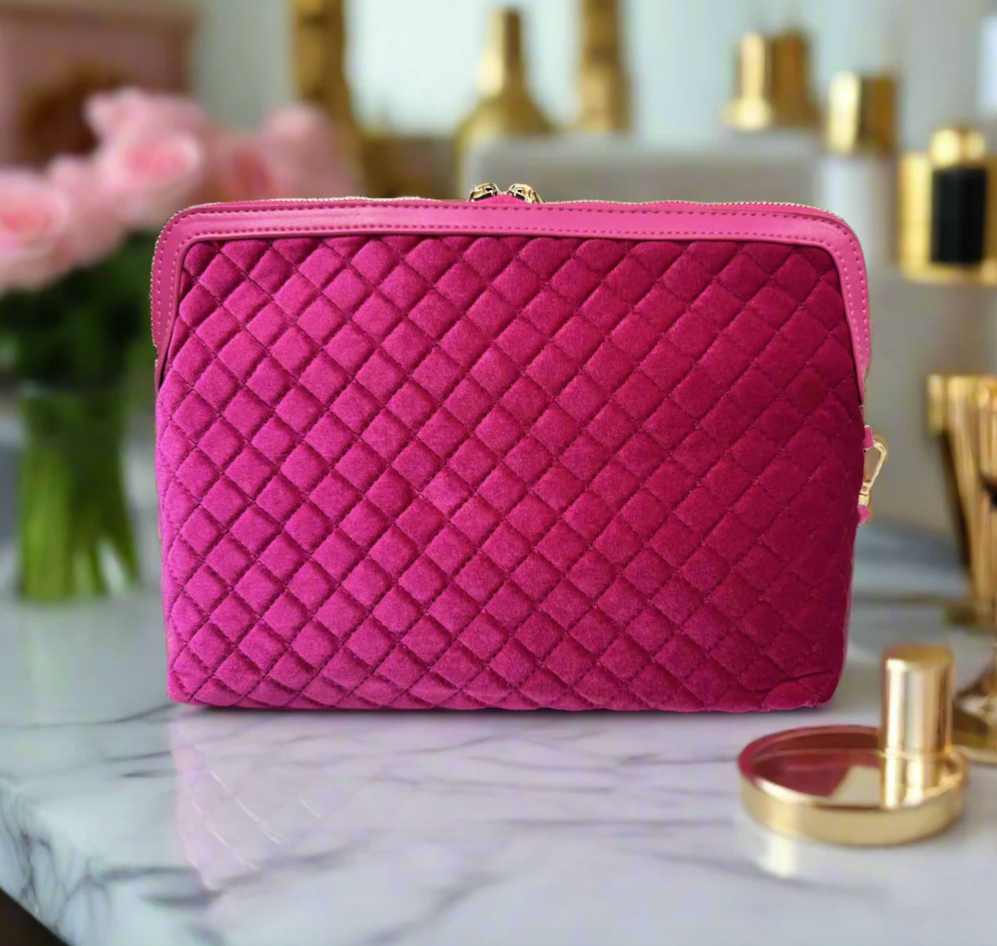 Litt Makeup Case - Fuchsia Velvet