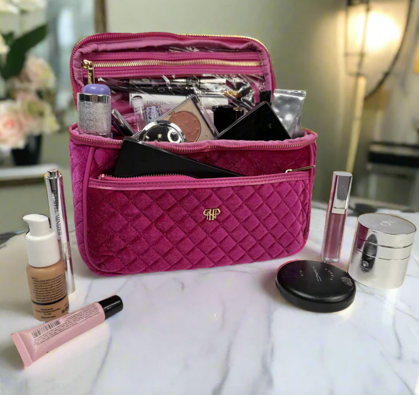 Classic Train Case - Fuchsia Velvet